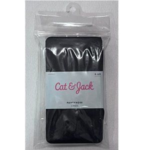 Cat & Jack Black Pantyhose ~ Size 4-6x ~ 2 pairs ~ Footed